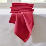 Serviettes de table Blancheporte rouges en coton en lot de 6 en promo 