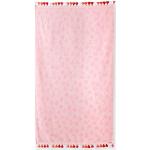 Serviettes de bain Catimini roses en coton à pompons 50x90 