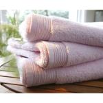 Serviettes de bain Blanc des Vosges roses en éponge compatible sèche-linge 30x50 