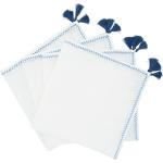 Serviettes de table bleu marine à pompons 