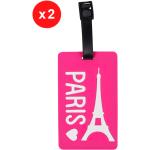 Étiquettes bagage roses Tour Eiffel en lot de 2 en promo 