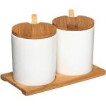 Pots à épices blancs en bambou 