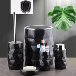 Set d'accessoires de salle de bain 5 pièces Kenje Motif Géométrique en relief Noir - Noir