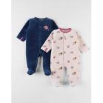 Pyjamas en velours Noukies bleu marine en velours lot de 2 Taille 2 ans pour bébé de la boutique en ligne Vertbaudet.fr 