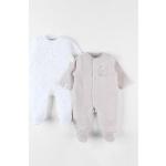 Pyjamas en velours Noukies blancs en velours lot de 2 Taille 2 ans pour bébé de la boutique en ligne Vertbaudet.fr 