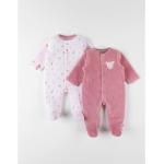 Pyjamas en velours Noukies rose bonbon à imprimé animal en velours lot de 2 Taille 2 ans pour bébé de la boutique en ligne Vertbaudet.fr 