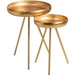 Tables rondes dorées en métal en lot de 2 modernes 