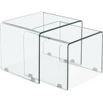 Set de 2 tables gigognes design emboîtables 'BOBBY DOUBLE SIDE' en verre transparent