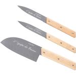 Coffrets de couteaux gris acier en bois gravés en lot de 3 