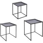 Tables carrées Table Passion noires en verre en lot de 3 