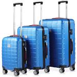 Valises bleues en plastique à motif avions en polycarbonate avec poignée télescopique en lot de 3 look fashion 