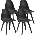 Chaises en plastique noires en plastique en lot de 4 modernes 