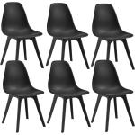 Chaises en plastique noires en plastique en lot de 6 modernes 