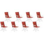 Chaises de jardin design Beliani rouge bordeaux en tissu en lot de 8 
