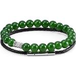 Bracelets de perles Neshraw vert jade en cuir à perles pour homme 
