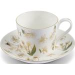 Tasses à thé blanches en porcelaine à motif fleurs 