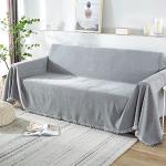 Jetés de lit gris clair à rayures à franges 180x260 cm modernes 