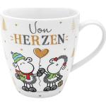 Sheepworld Tasse motif « Von Herzen » | Tasse hiver, porcelaine, bande cadeau, 45 cl, tasse amusante | Tasse avec inscription en allemand | Cadeau de Noël, Saint-Nicolas, Avent | 51092