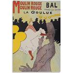 shenjin Poster d'art Moulin-Rouge - La Goulue par Henri De Toulouse-Lautrec - Peinture à l'huile sur toile - Décoration murale moderne pour chambre à coucher - 40 x 60 cm