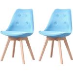 Chaises en bois bleu ciel en bois massif en lot de 2 scandinaves 