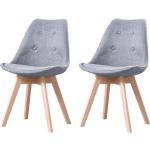 Chaises en bois gris clair en bois massif en lot de 2 scandinaves 