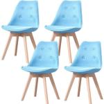 Chaises en bois bleu ciel en bois massif en lot de 4 scandinaves 
