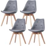 Chaises en bois gris anthracite en bois massif en lot de 4 scandinaves 
