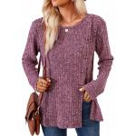 Pullovers violets à manches longues à col rond Taille XL look casual pour femme en promo 