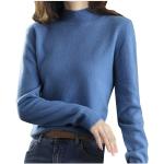 Pullovers bleus à rayures en cachemire à manches longues à col rond Taille XL look fashion pour femme en promo 