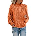 Pulls en laine pour fêtes de Noël d'automne orange sans manches à col bateau Taille L plus size look fashion pour femme 