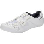 Chaussures de vélo Shimano blanches en cuir synthétique pour pieds larges Pointure 42 pour homme 