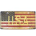 Shinewe Plaque d'immatriculation vintage en métal avec drapeau des États-Unis 15 x 30 cm