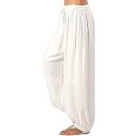 Pantalons de ski d'automne blancs en coton Taille XL plus size style bohème pour femme 