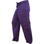 Pantalons violets à rayures en coton Taille XL look hippie pour homme 