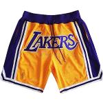 Shorts de basketball jaunes Lakers respirants Taille M look fashion pour homme 