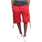 Shorts de basketball saison été rouges en toile Taille XXL plus size look casual pour homme 