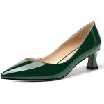 Chaussures montantes de mariage vert foncé en caoutchouc à kitten heel à bouts carrés Pointure 44 avec un talon jusqu'à 3cm look fashion pour femme 