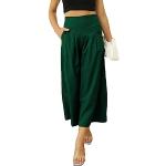 Pantalons en lin verts Taille M plus size look fashion pour femme 