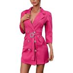 Robes de cocktail roses minis à manches longues à col en V Taille L look fashion pour femme 