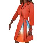 Robes de bal longues de mariage orange mi-longues à manches longues à col en V Taille S look fashion pour femme 