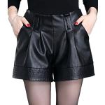 Bermudas noirs en cuir synthétique Taille XL look sexy pour femme 
