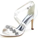Chaussures de sport de mariage blanches Pointure 36 avec un talon entre 7 et 9cm look fashion pour femme 