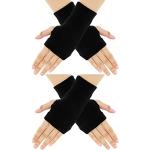 Gants chauffants d'hiver noirs en lot de 2 Tailles uniques look fashion pour femme en promo 