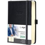 SIGEL C2010 Agenda journalier 2020 Conceptum, couverture rigide, 14, 8 x 21, 3 cm, noir