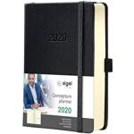 SIGEL C2011 Agenda journalier 2020 Conceptum, couverture rigide, 10, 8 x 15, 1 cm, noir