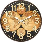 Horloges design marron en MDF imprimé carte du monde rustiques 