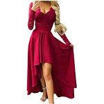 Robes de soirée longues rouges en dentelle à volants à manches longues Taille XL look fashion pour femme 