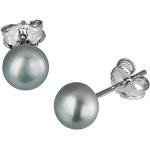 SilberDream Boucles d'oreilles perles d'eau douce gris - 6mm - Argent Sterling 925/1000 pour Femme - SDO106K