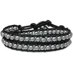 SilberDream Bracelet de Cuir hématite clair - bracelet shamballa - pour les femmes et les hommes - LAN012