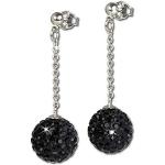 Boucles d'oreilles SilberDream noires en cristal en argent look fashion pour femme 